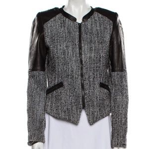 Parker black tweed lamb leather jacket